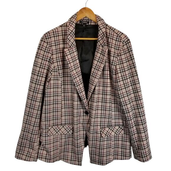 Torrid Women's Double Knit Multi Plaid Blazer Size 3X - Picture 3 of 12